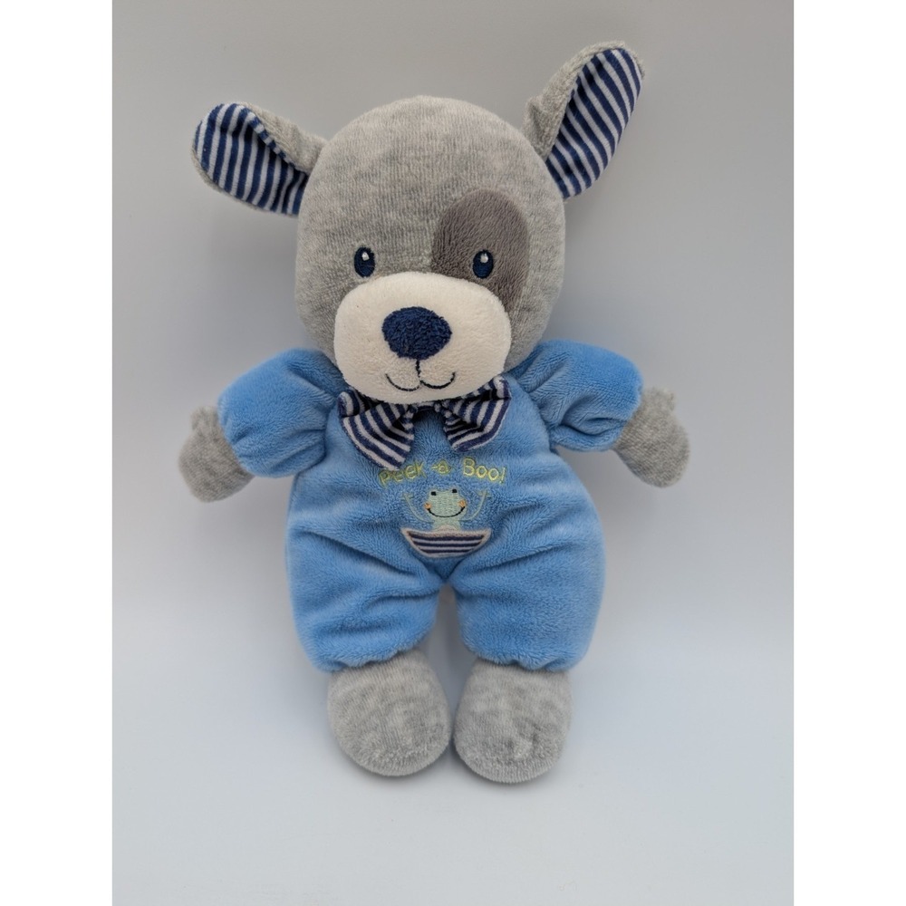 Baby Starters Gray Blue Dog‎ Plush Rattle 2014 Stuffed Animal Toy
